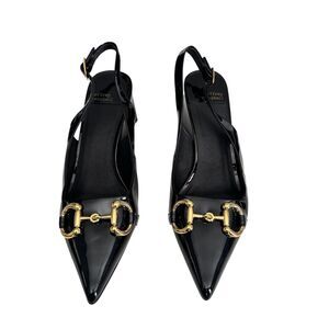 Jeffrey Campbell Womens Size 8.5 Black Nakita Slingback Block Heels Horsebit